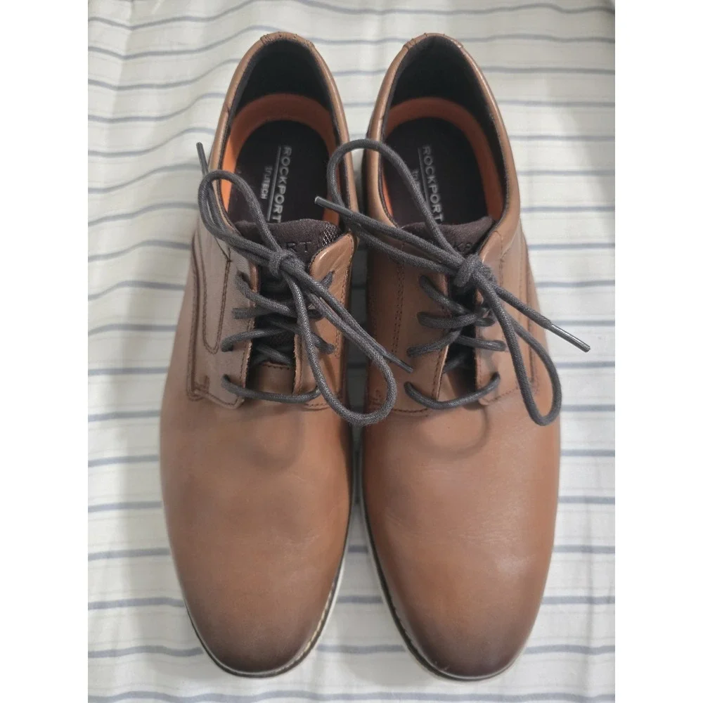 Rockport Men's Garett Plain Toe Oxford Cognac Sz 9.5 M